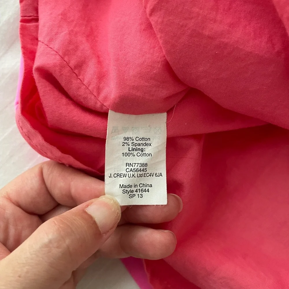 J. Crew Flamenca Neon Hot Pink Strapless Ruffle Cocktail Dress Cotton Sz 6 - Picture 14 of 16